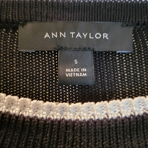 Ann Taylor Bell Sleeve Knit Top - Black & White - Picture 3 of 9